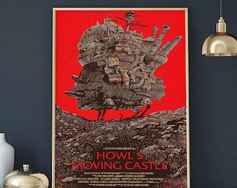 Howl's Moving Castle Wall Art Print, Studio Ghibli Anime Poster, Miyazaki Fantasy Film Decor, Japanese Animation Gift Idea, Movie Fan Art