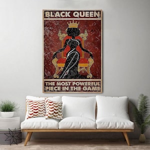 Póster de Reina Negra, lámina artística afroamericana, decoración de pared de mujer poderosa, regalo de inspiración femenina, orgullo de la historia negra, cita de empoderamiento