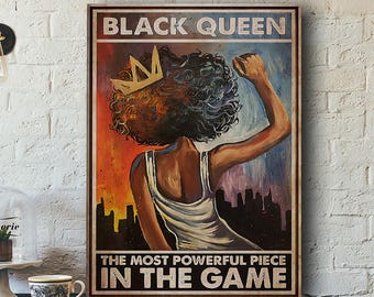 Black Queen Poster Or Canvas, Powerful Black Woman Art Print, Inspirational African American Wall Decor, Empowerment Art, Feminist Decor