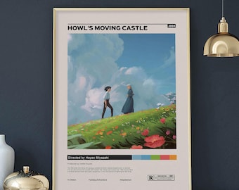 Póster de El castillo ambulante, decoración de pared de Studio Ghibli, impresión de fantasía de anime para fans de Ghibli, decoración para aficionados al cine.