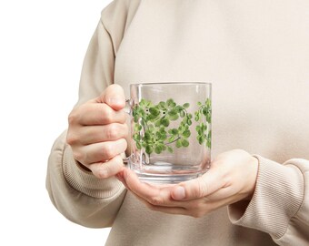 Green Clover Glass Mug | 10oz St. Patrick's Day Shamrock Coffee Cup