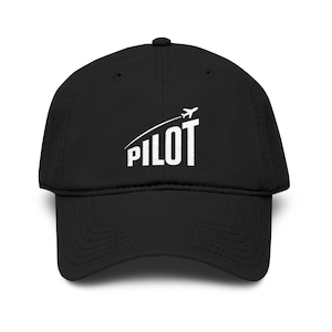 Gorra de béisbol/sombrero de aviación con logotipo de piloto y gráfico de avión.