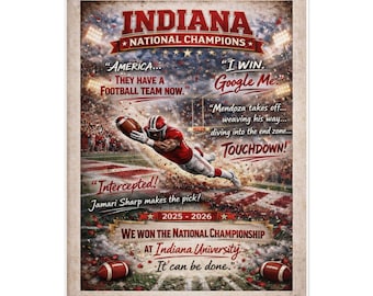 Indiana Football National Championship Quotes Poster Rolled Posters | Sports Wall Art 16X20