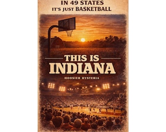 Póster enrollado de la histeria de Hoosier / Baloncesto de Indiana (20 x 30)