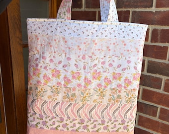 Handmade Patchwork Floral Tote Bag: Quilted Coquette Cotton Market Bag