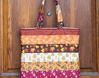 Handgemachte Gesteppte Baumwolle Herbst Einkaufstasche: Herbst Blumen Reiseschultertasche