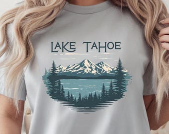 Lake Tahoe Graphic, Nature Landscape Design, PNG Digital Download, Travel Graphic