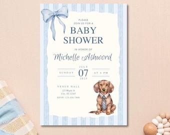 Dackel-Baby-Duscheeinladung, Made-to-Order digitaler Download, printable, teilbar