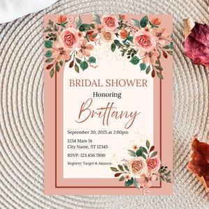Floral Bridal Shower Invitation: Vibrant Flower Design (Digital Download, Printable Card)
