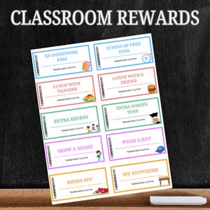 Coupons de récompense pour la classe | Gestion de classe | Cartes de récompense pour étudiants | Coupons étudiants | Coupons de récompense Bon comportement
