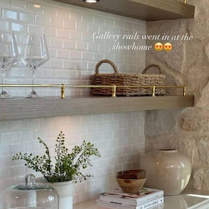 Unlacquered Solid Brass Gallery Rails for Wooden Shelves - Vintage-Inspired Decor Hardware