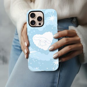 Cinnamoroll blauw Sanrio schattig cartoon kawaii telefoonhoesje | iPhone-hoesje 16 15 14 13 12 11 Pro Max X Plus Samsung Galaxy S24 S23 S22 S21-hoesje