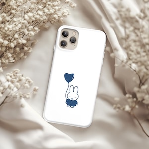 Miffy Blue Heart Balloon Rabbit Cartoon Phone Case | iPhone Cover 16 15 14 13 12 11 8 Pro Max X Plus Samsung Galaxy S24 S23 S22 S21 Case