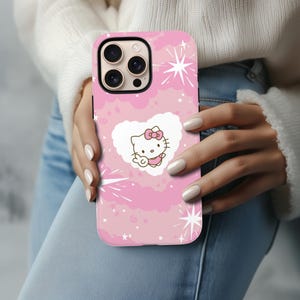 Hello Kitty Pink Heart Lovers kawaii Sanrio-telefoonhoesje | iPhone-hoesje 16 15 14 13 12 11 Pro Max X Plus Samsung Galaxy S24 S23 S22 S21-hoesje