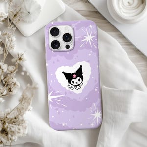 Kuromi hart paarse cartoon Sanrio kawaii telefoonhoesje | iPhone-hoesje 16 15 14 13 12 11 Pro Max X Plus Samsung Galaxy S24 S23 S22 S21-hoesje