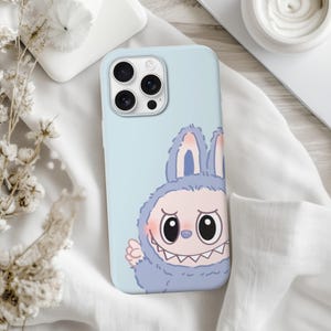Labubu Design pop cartoon schattig monster kawaii groenblauw | iPhone-hoesje 16 15 14 13 12 11 Pro Max X Plus Samsung Galaxy S24 S23 S22 S21-hoesje