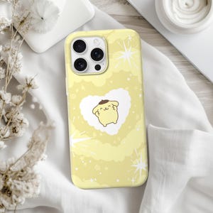 Pompompurin gele pudding puppy kawaii Sanrio-telefoonhoesje | iPhone-hoesje 16 15 14 13 12 11 Pro Max Plus Samsung Galaxy S24 S23 S22 S21-hoesje