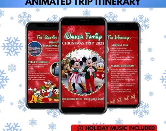 EDITABLE Vacation Itinerary||Disney Christmas Trip Itinerary, Travel Itinerary Video Invite