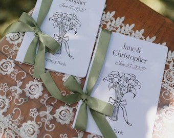Libro de actividades para bodas infantiles / Folleto imprimible para colorear y jugar / Plantilla editable de Canva