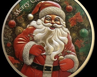 Poluka 4Pcs Christmas Commemorative Coins Santa Claus Elk Medal Xmas Art Souvenir Gold Silver Alloy Coins For Merry Christmas Stocking Stuffers Blessing Present Gift Coin Collection