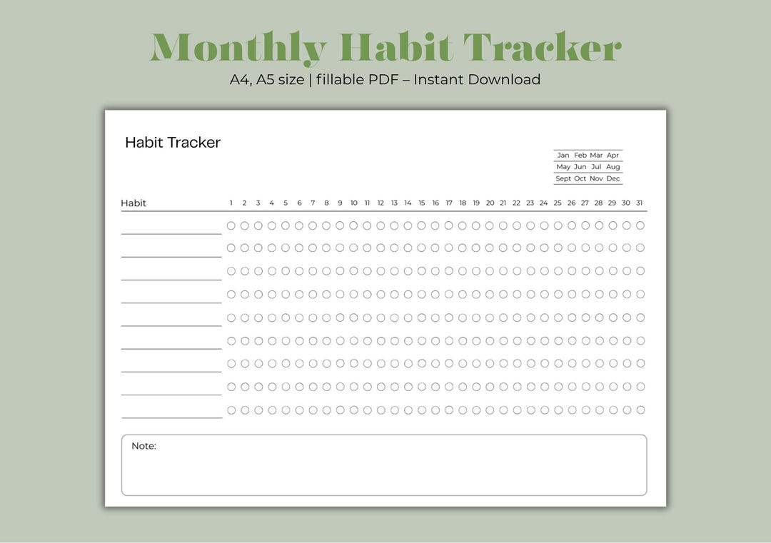 Printable Habit Tracker | Minimalist Daily Habit Journal PDF | Monthly ...