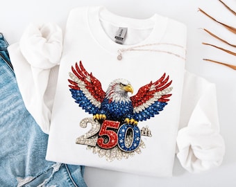 America 250th Anniversary Eagle Wings Shirt, USA 250 Years Rhinestone Tee,  America 250th Anniversary Women Rhinestone America Sweatshirt