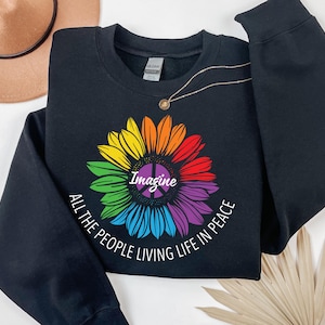 Peace Flower Shirt | Colorful Peace Sign Shirt | All People Peace Shirt | LGBTQ Pride Peace Shirt | Rainbow Boho Shirt | Rainbow Quote Tee