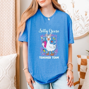 Camiseta fofa de professor, camiseta boba de ganso, camiseta de professor, camiseta de volta às aulas, presente engraçado para professor do ensino fundamental