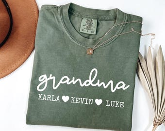 Custom Grandma Shirt With Grandkids Names, Comfort Colors® Tee