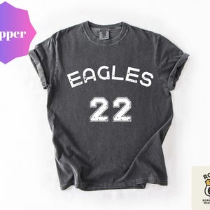 Custom Mascot Number Shirt, Comfort Colors® Game Day Shirt, School Team Number Shirt, Personalized Sports Number Tee, Custom Mascot T-Shirt