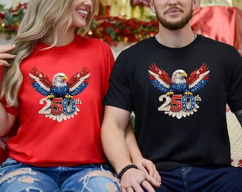 America 250th Anniversary Eagle Wings Sweatshirt, USA Patriotic Print Tee