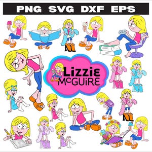 Lizzie McGuire Cartoon Clipart Bundle | Y2K SVG PNG EPS dxf Files for Cricut And Sublimation | 2000s Digital Retro Girl Clip Art