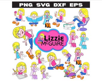 Lizzie McGuire Cartoon Clipart Bundle | Y2K SVG PNG EPS dxf Files for Cricut And Sublimation | 2000s Digital Retro Girl Clip Art
