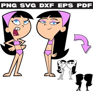 Trixie Tang Swimsuit Clipart Bundle | Sassy Summer Cartoon Girl PNG SVG DXF eps dxf | Fairly OddParents Digital Art for Cricut, Stickers