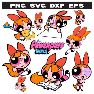 Blossom Powerpuff Girls Clipart Bundle | SVG PNG EPS dxf | 90s Cartoon Cute Girl for Cricut, Stickers, Sublimation | Digital Download