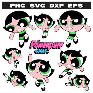 Buttercup Powerpuff Girls Clipart Bundle | Powerpuff SVG PNG EPS dxf | Cricut Files | Sublimation Designs | Cute Cartoon Girl Craft Clipart