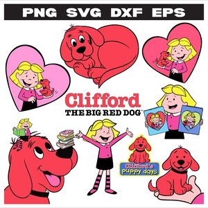 Clifford And Emily Elizabeth Clipart Bundle | PNG SVG DXF eps | Clifford The Big Red Dog Cartoon Vector | Kids Party, Crafts, Sublimation