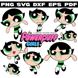 Buttercup Powerpuff Girls-clipartbundel | Powerpuff SVG PNG EPS dxf | Cricut-bestanden | Sublimatieontwerpen | Schattige cartoon meisje ambacht clipart