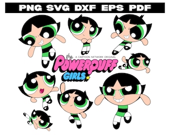 Buttercup Powerpuff Girls Clipart Bundle | Powerpuff SVG PNG EPS dxf | Cricut Files | Sublimation Designs | Cute Cartoon Girl Craft Clipart