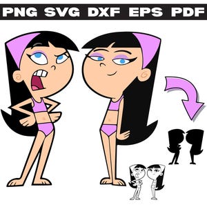 Trixie Tang Swimsuit Clipart Bundle | Sassy Summer Cartoon Girl PNG SVG DXF eps dxf | Fairly OddParents Digital Art for Cricut, Stickers