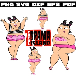 Sadie Total Drama Island-clipartbundel | PNG SVG DXF eps pdf | Cartoon Cricut-bestanden voor knutselen, stickers, shirts, sublimatie