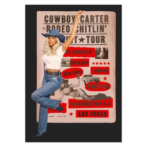 Poster di Beyoncé con Cowboy Carter – Rodeo Chitlin Circuit Tour Acquerello – Decorazione murale digitale stampabile (PDF) – Rodeo Poster Tour