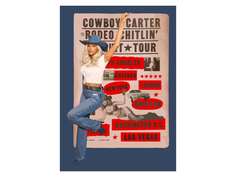 Cowboy Carter Beyoncé Poster – Rodeo Chitlin Circuit Tour Watercolor ...