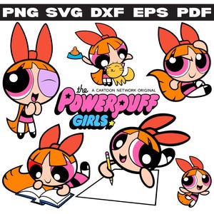Blossom Powerpuff Girls Clipart Bundle | SVG PNG EPS dxf | 90s Cartoon Cute Girl for Cricut, Stickers, Sublimation | Digital Download