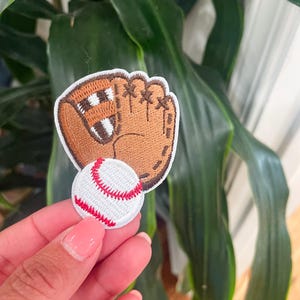 Iron On Patch-Small Brown Glove with Baseball