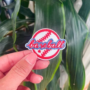 Iron On Patch Only-Small Baseball With &quot;baseball&quot; words