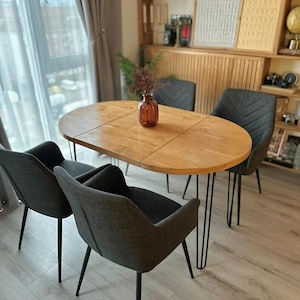Extendable Round Dining Table  - Rustic Style