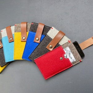 Wool Felt iPhone Wallet Case: Leather Closure, Custom Colors