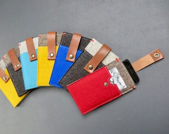 iPhone wallet case, Choose your colours, Felt phone cards wallet, phone case, Wool felt case, iPhone 15 case, iPhone 14 pro max sleeve,