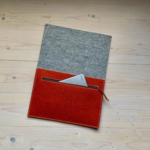 MacBook case, woolfelt two colours with zipper pocket image 1